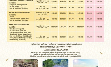Suối Bang Quảng Bình – Giá vé tắm Suối nước nóng Bang Onsen 2024