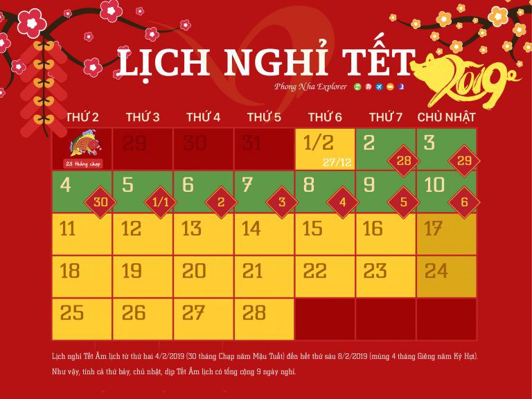 Lịch Nghỉ Tết Nguyên Đán 2019 Du Lịch Phong Nha